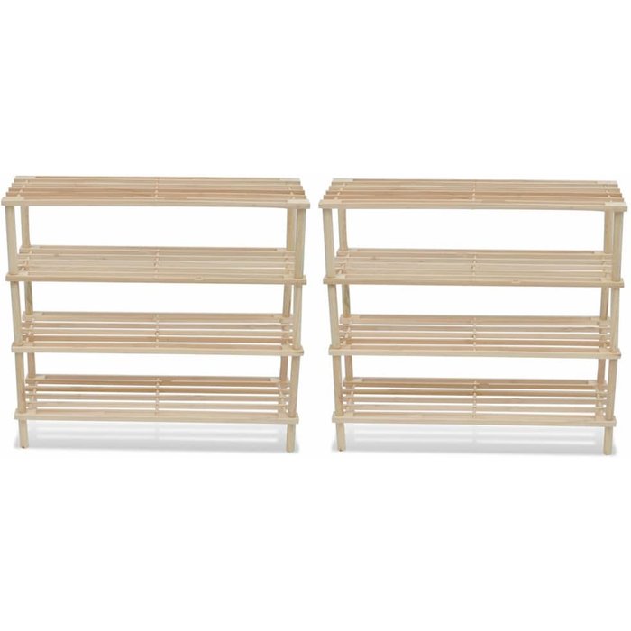 Zapatero de 4 estantes 2 piezas de madera maciza de abeto