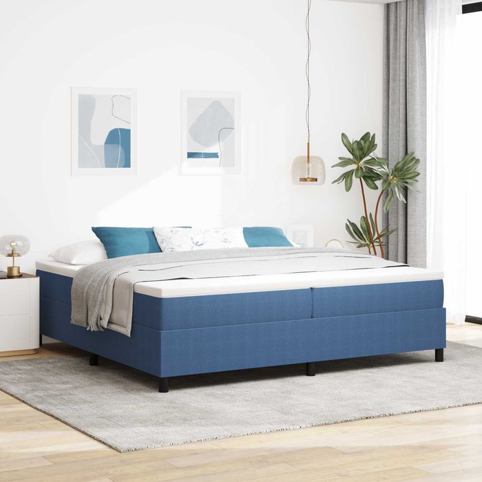 Cama de plataforma azul 200 x 200 cm tela de pana vidaxl