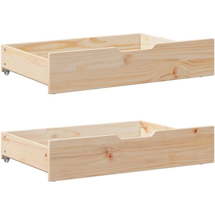 Cajones debajo de cama con ruedas 2 uds madera maciza de pino vidaxl