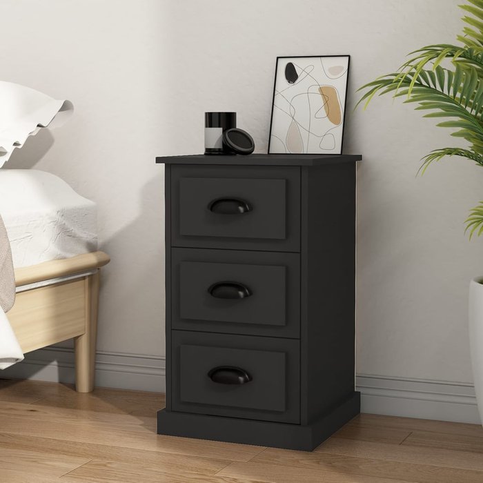 Maison exclusive - mesita de noche madera contrachapada negra 39x39x67 cm