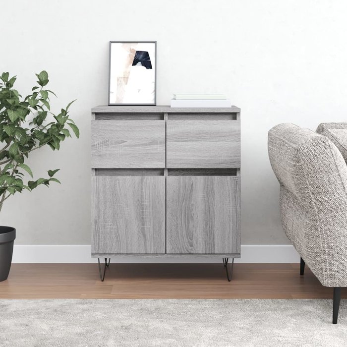Aparador sonoma grey de 60x35x70 cm, madera de ingeniería.