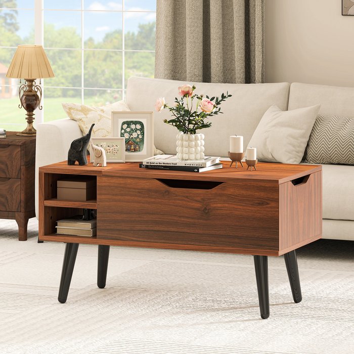 Mesa de centro balconera elevable - 80 x 40 x 61,5 cm - nogal