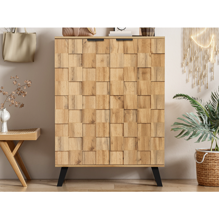 Aparador alto - con 5 compartimentos y 2 puertas - natural