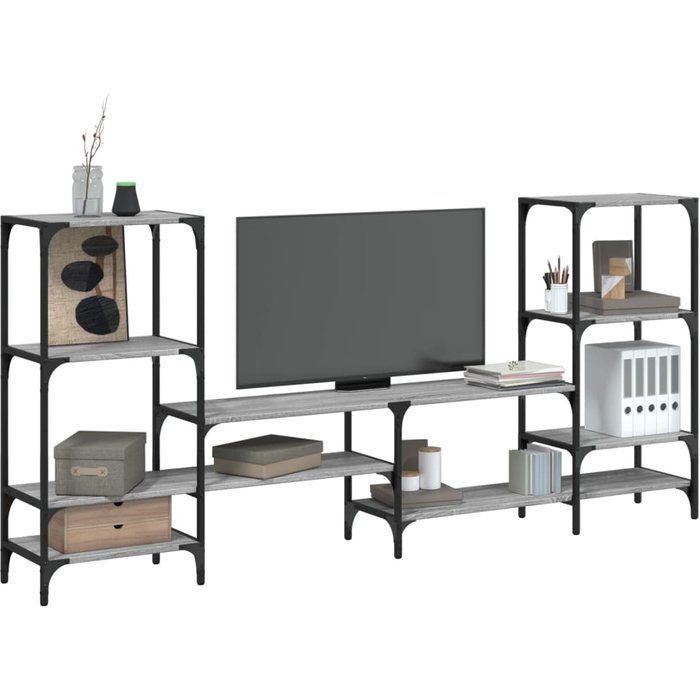 Mueble tv sonoma gris 206,5x28,5x95 cm madera contrachapada