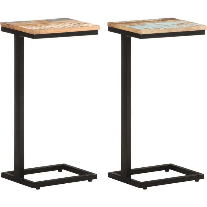 Mesitas auxiliares 2 unidades madera reciclada 31,5x24,5x64,5 cm