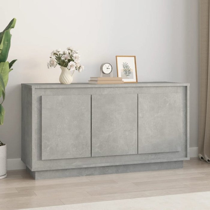 Vidaxl aparador de madera contrachapada gris hormigón 102x35x55 cm