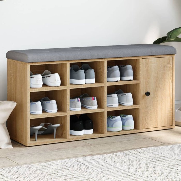 Banco zapatero roble sonoma 102x32x50 cm madera contrachapada