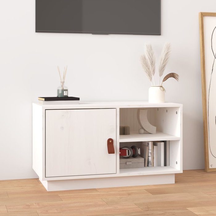 Maison exclusive - mueble de tv de madera maciza de pino blanco 70x34x40 cm