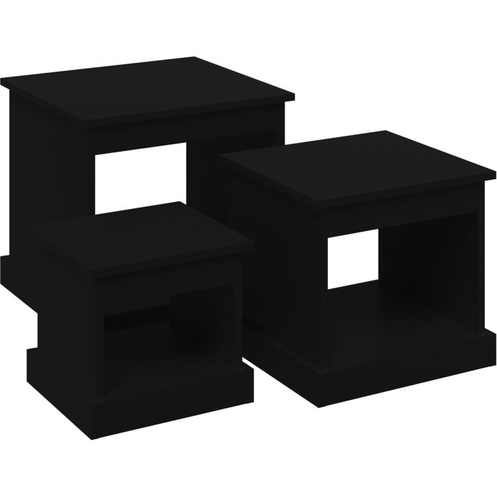 Mesas de centro 3 uds madera de ingeniería negro - comfortxl