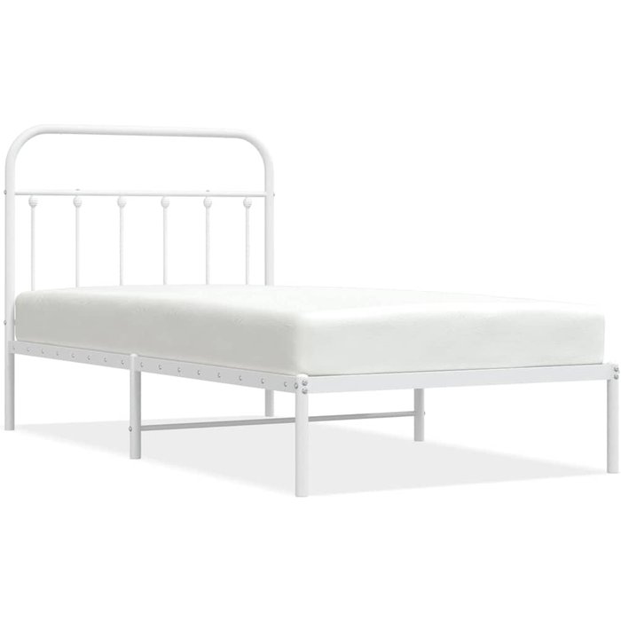 Estructura cama sin colchón con cabecero metal blanco 100x190cm — comfortxl