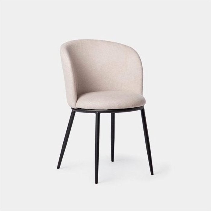 Silla de comedor de tela beige 51x80 cm