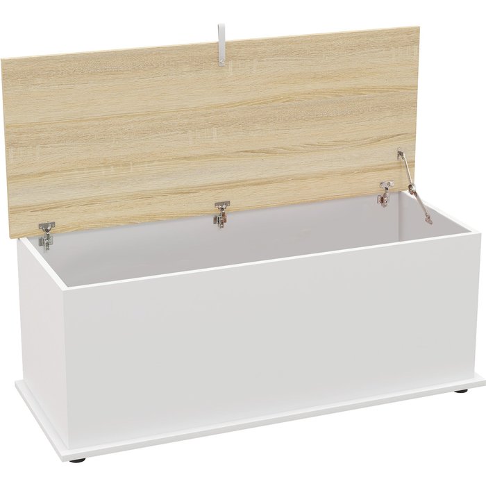 Baúl de almacenaje homcom melamina de madera natural y blanco 100x40x40 cm