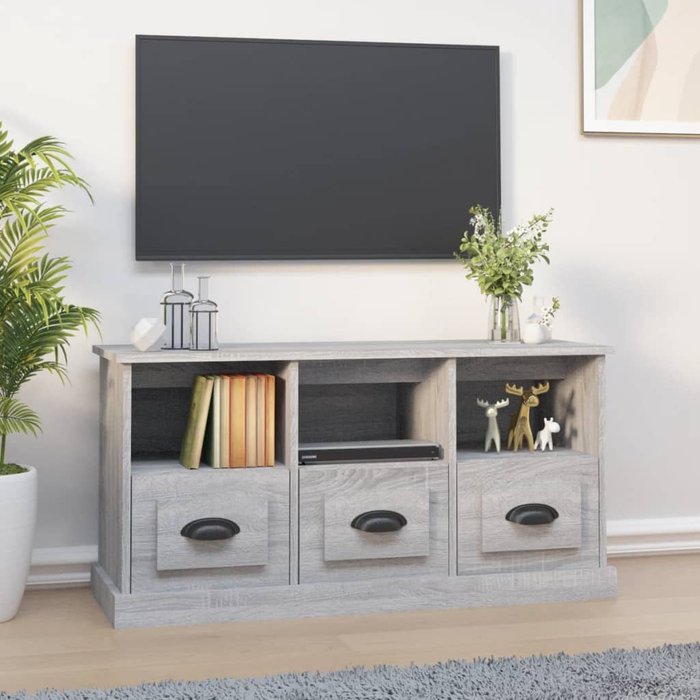 Mueble para tv madera contrachapada gris sonoma 100x35x50 cm - comfortxl