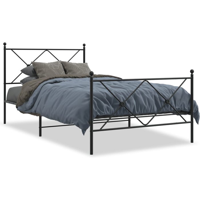 Estructura de cama de metal con cabecero/pie de cama negro 100x190 cm