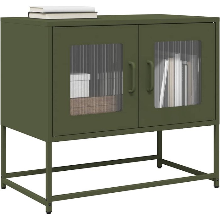 Mueble de tv acero laminado en frío verde oliva 68x39x60,5 cm vidaxl