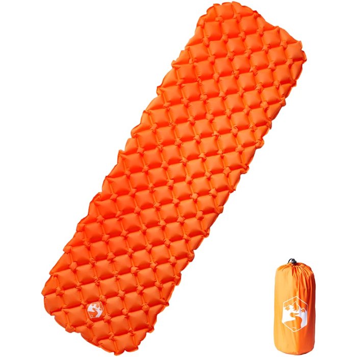 Colchón inflable de camping para 1 persona naranja 190x58x6 cm