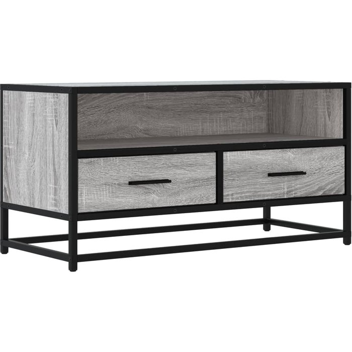 Mueble tv madera ingeniería y metal roble ahumado 80x34,5x40 cm - comfortxl
