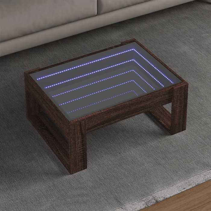 Maison exclusive - mesa de centro con infinity led marrón roble 70x53x30 cm