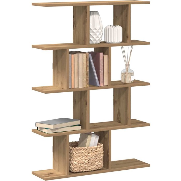 Estantería de pared cúbica de 12 compartimentos en roble artesanal.