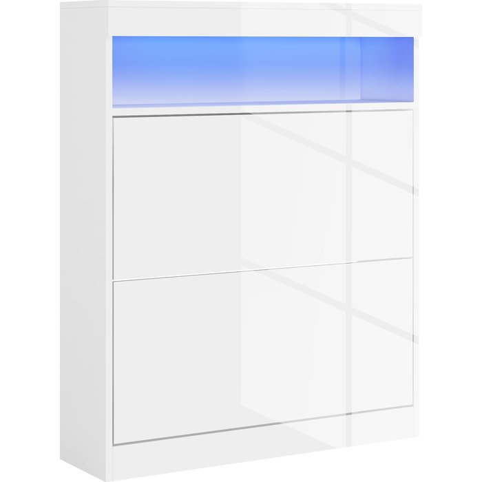 Mueble zapatero homcom melamina de madera blanco brillante 80x24x99.5 cm
