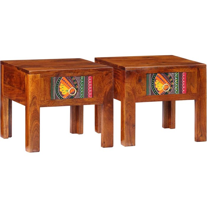 Mesita de noche 2 unidades 40x40x36 cm madera maciza de acacia