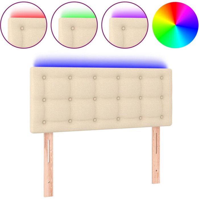 Cabecero cama - mueble cabecero con led de tela color crema 100x5x78/88 cm
