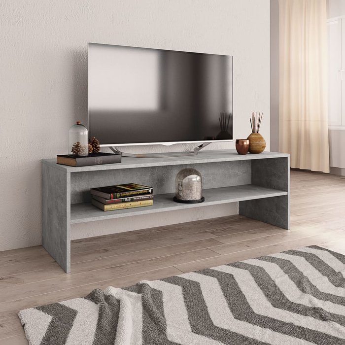 Mueble tv gris hormigón 120x40x40 cm madera contrachapada