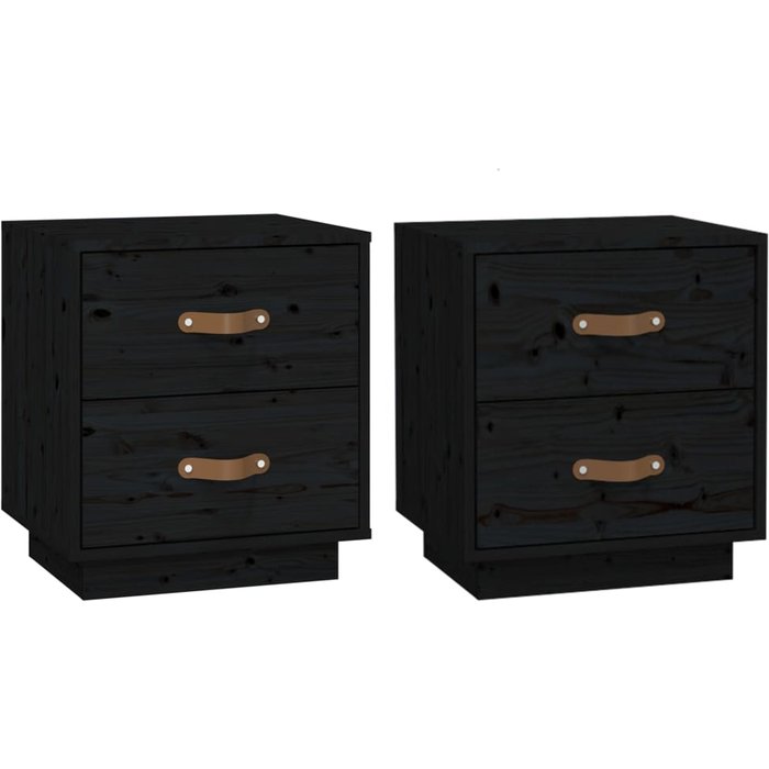 Mesitas de noche 2 piezas madera maciza de pino negro 40x34x45 cm - comfortxl