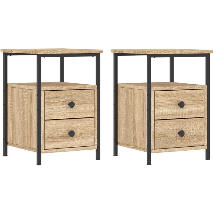Mesitas de noche 2ud roble sonoma 34x35,5x50cm madera contrachapada