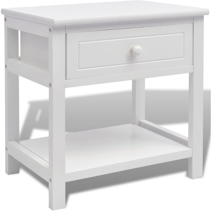 Mesita de noche de madera blanca