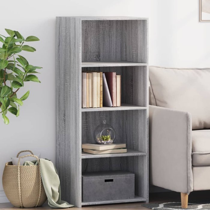 Aparador alto sonoma gris 50x41x124 cm madera contrachapada