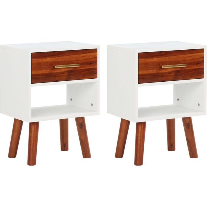 Mesitas de noche 2 uds de madera maciza acacia 40x30x57 cm