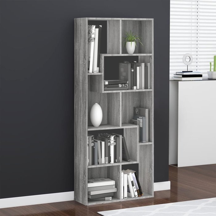 Librería sonoma gris 67x24x161 cm madera contrachapada