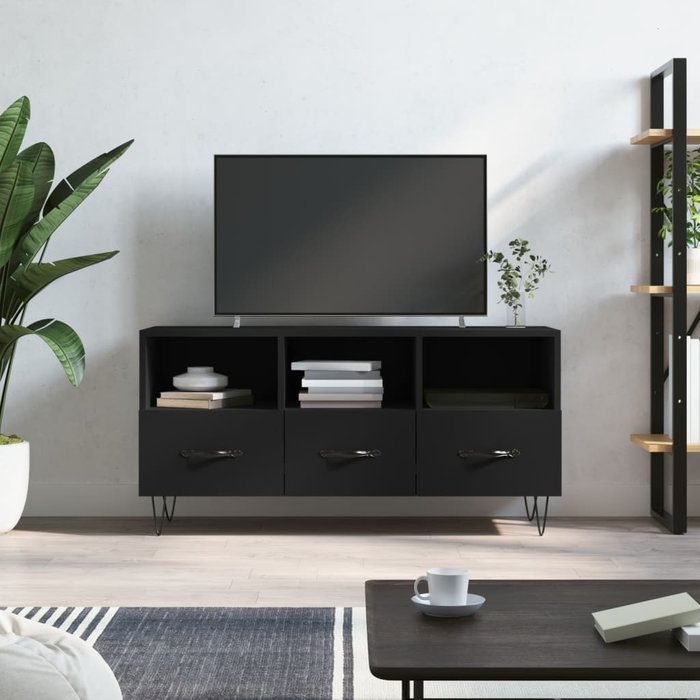 Vidaxl mueble de tv madera de ingeniería negro 102x36x50 cm