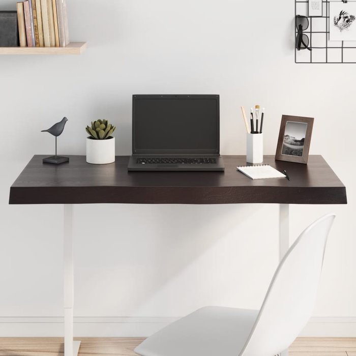 Tablero mesa madera tratada borde vivo marrón 100x40x(2-6) cm- comfortxl