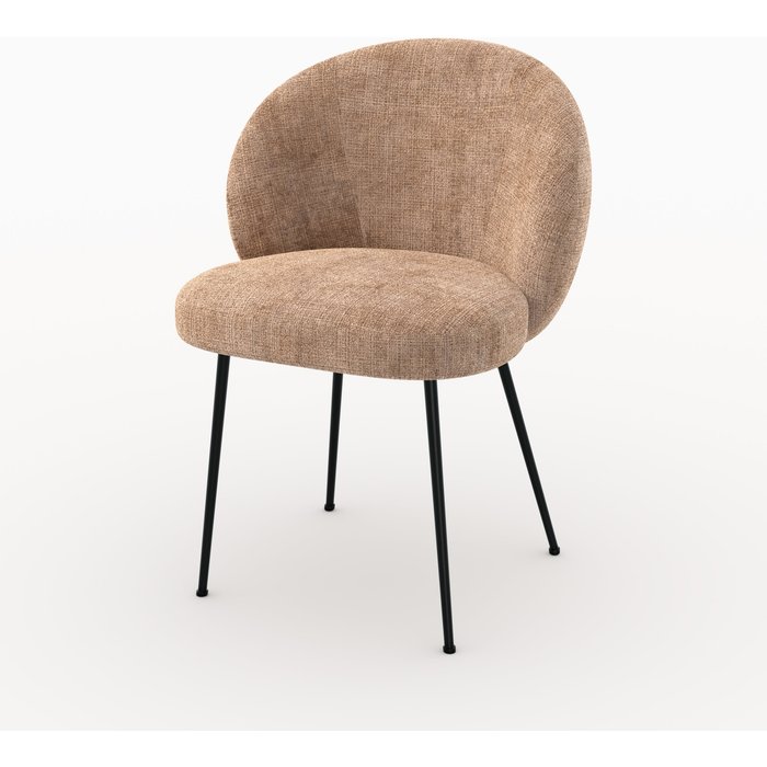 Silla de terciopelo marrón glaseado y metal negro - bloomy