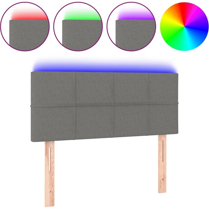Cabecero cama - mueble cabecero con led de tela gris oscuro 80x5x78/88 cm