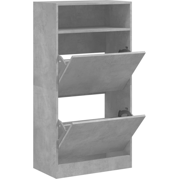 Zapatero de madera de ingeniería gris hormigón 60x34x116 cm - comfortxl