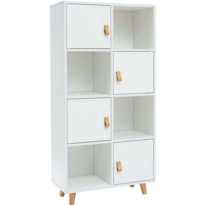 Estantería anzio blanca con 4 puertas y 4 estantes