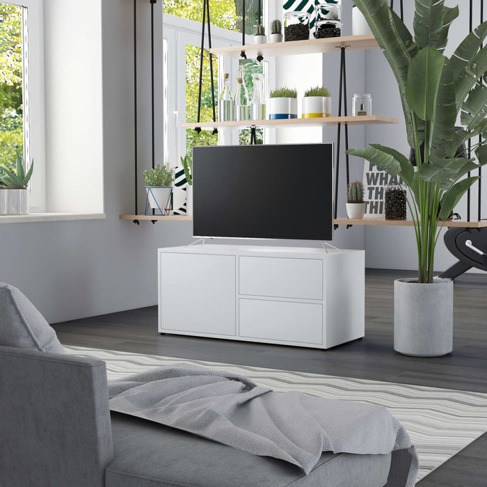 Mueble de tv blanco 80x34x36 cm madera de ingeniería