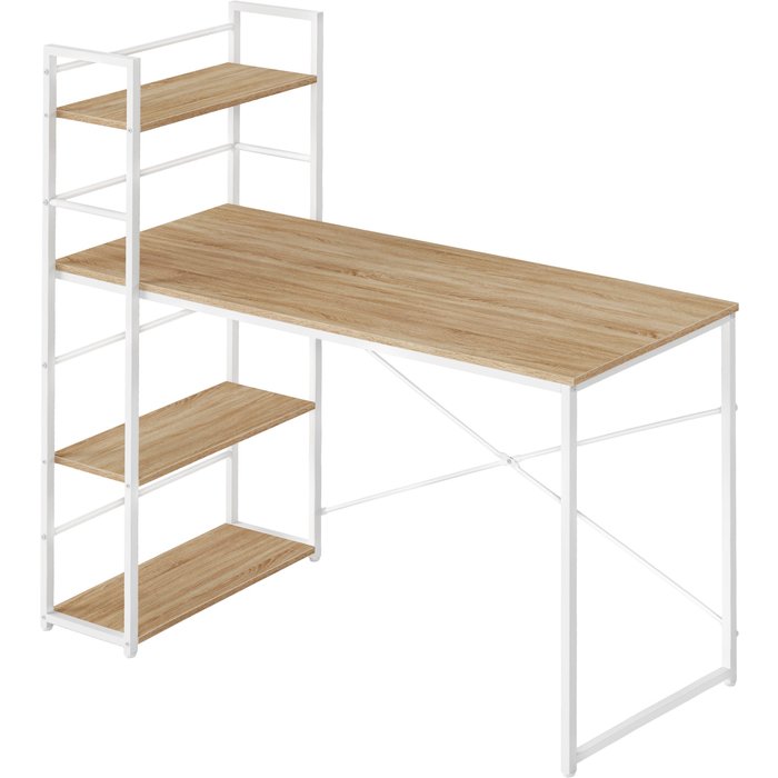 Escritorio de computadora con estante, roble sonoma/blanco