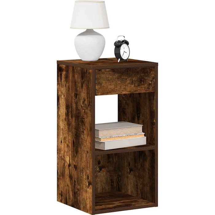 Maison exclusive - mesilla de noche con cajón roble ahumado 35x34x66,5 cm