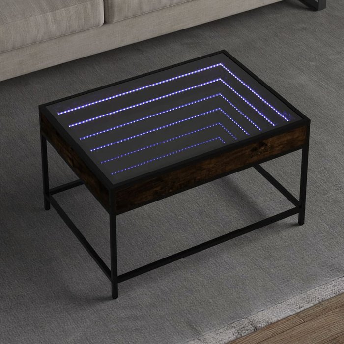 Maison exclusive - mesa de centro con infinity led roble ahumado 70x50x41 cm