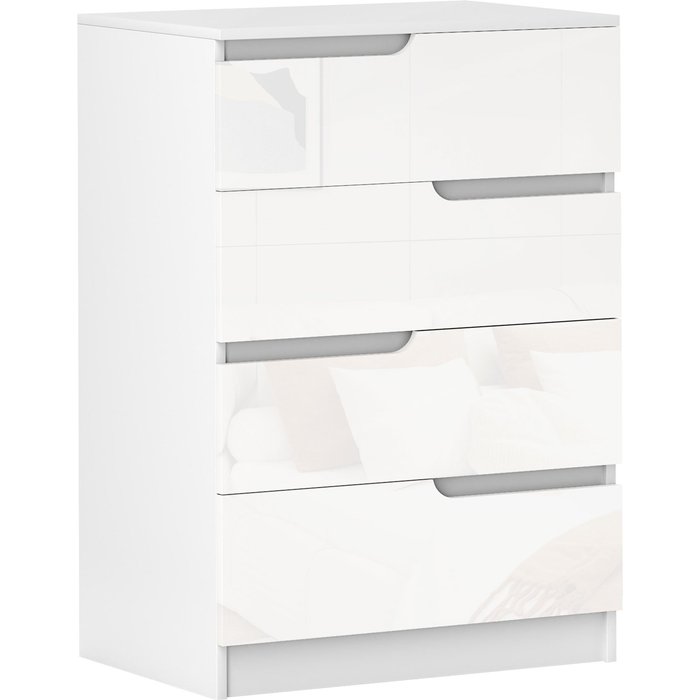 Cómoda blanca 4 cajones 60x40x85cm sistema anti-vuelco dormitorio salón moderna