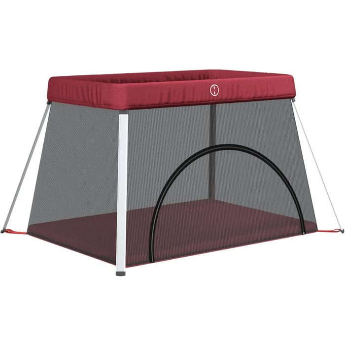 Parque infantil para bebés con colchón tela lino rojo - comfortxl