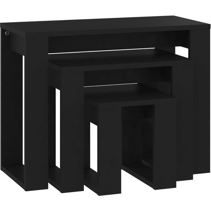 Mesas nido 3 piezas negro madera contrachapada