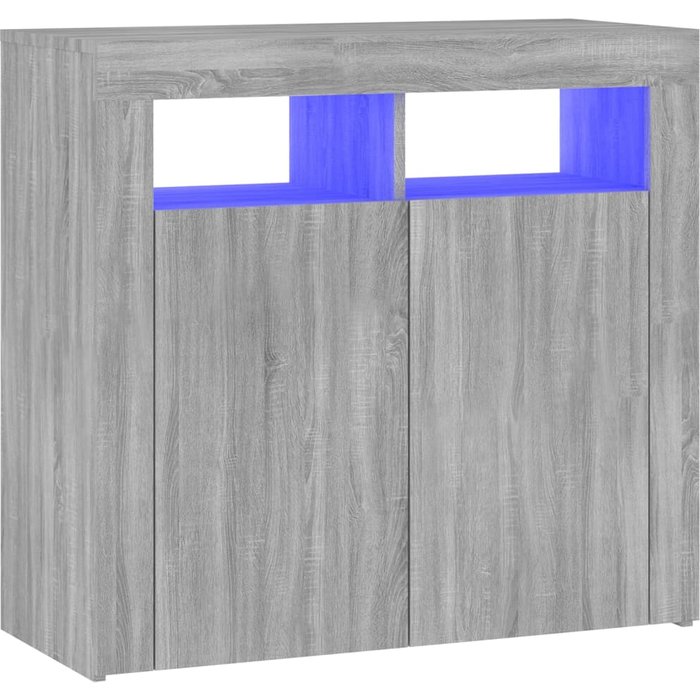 Aparador con luces led gris sonoma 80x35x75 cm - comfortxl