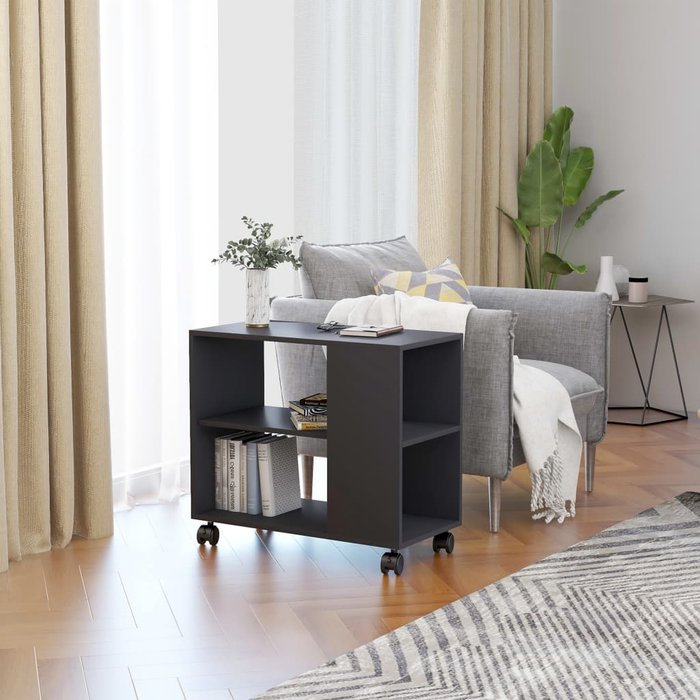 Mesa auxiliar gris 70x35x55 cm madera contrachapada