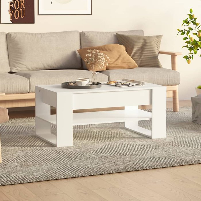 Mesa de centro blanco 102x55x45 cm madera contrachapada