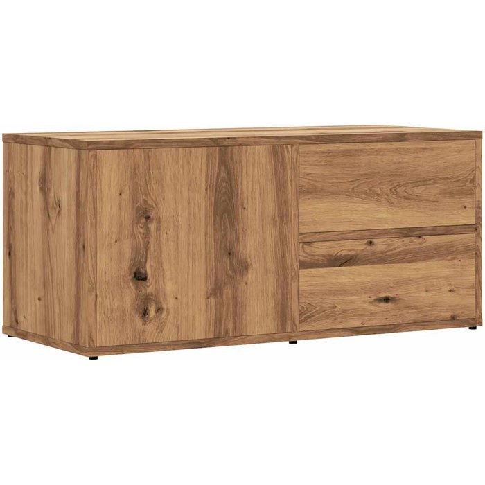 Mueble de tv en madera laminada de roble artesanal 80x34x35,5 cm - comfortxl